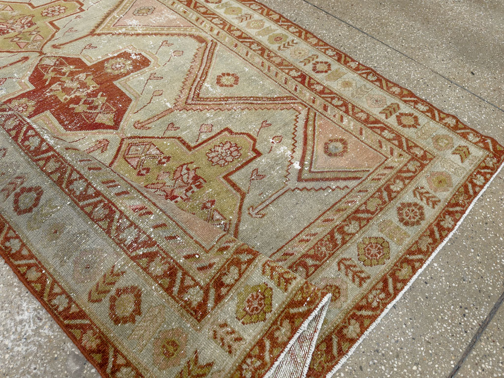 Distressed Antique Persian Malayer Accent Rug, No.27617 - Gsblank