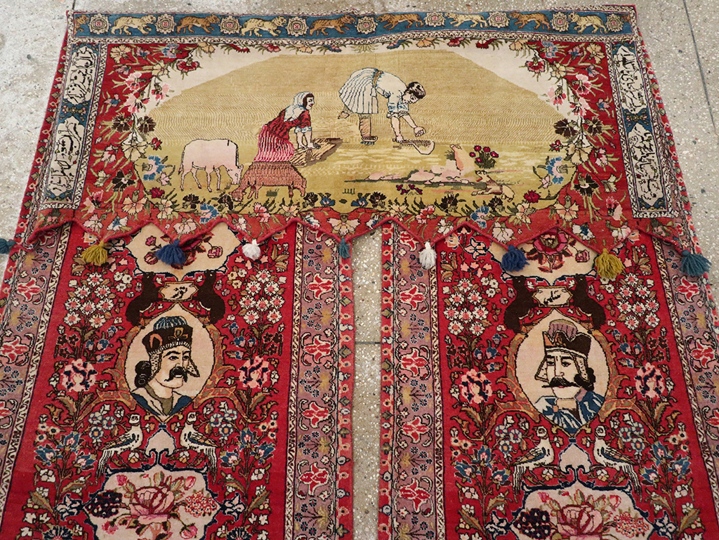 Vintage Persian Tabriz Pictorial Rug, No.27639 - Gsblank