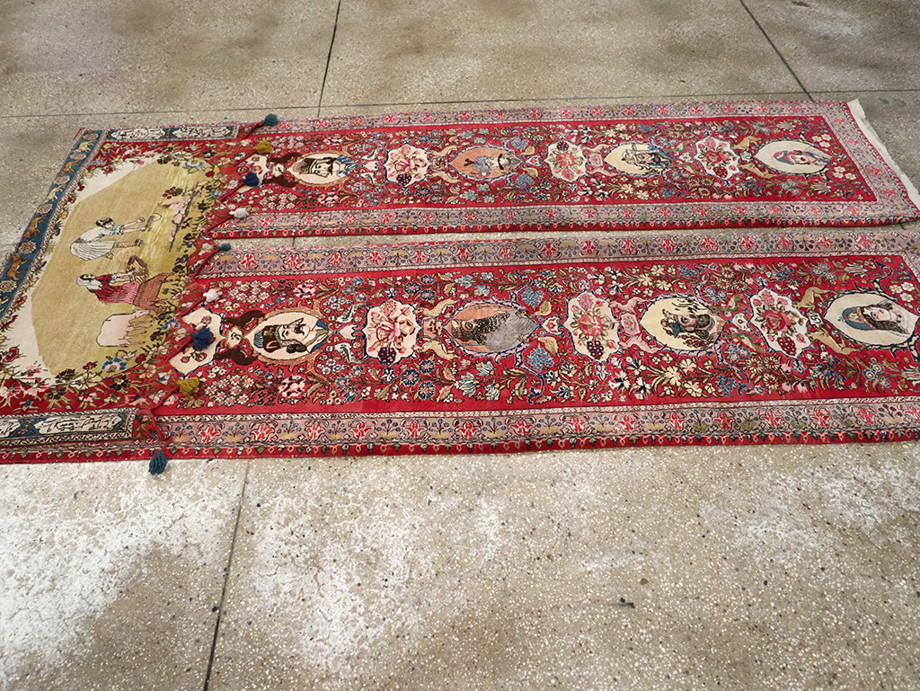 Vintage Persian Tabriz Pictorial Rug, No.27639 - Gsblank