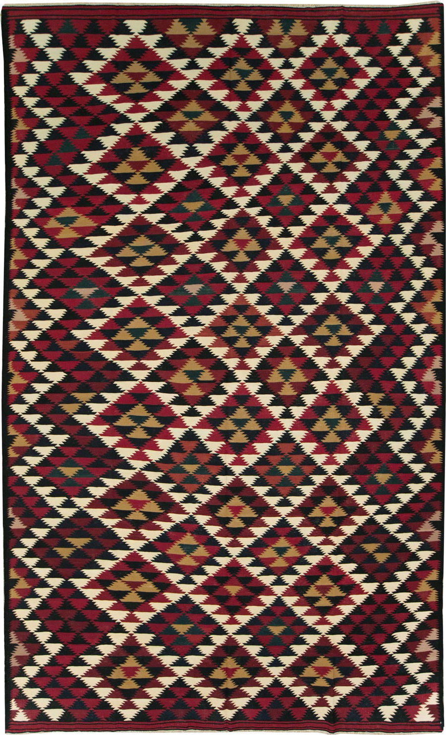 Vintage Turkish Flatweave Kilim Long Room Size Carpet, No.27661 - Gsblank