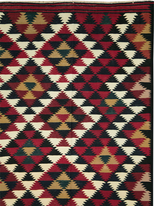 Vintage Turkish Flatweave Kilim Long Room Size Carpet, No.27661 - Gsblank