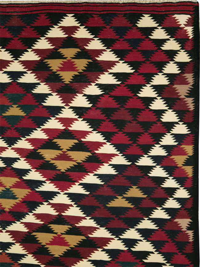 Vintage Turkish Flatweave Kilim Long Room Size Carpet, No.27661 - Gsblank
