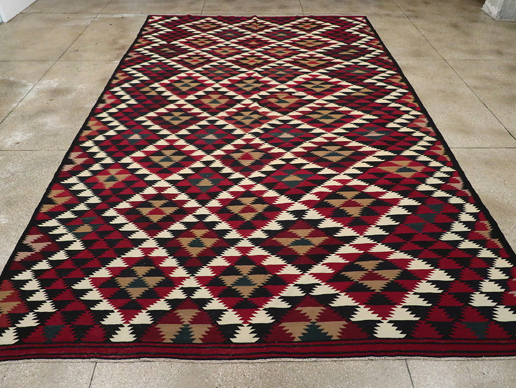 Vintage Turkish Flatweave Kilim Long Room Size Carpet, No.27661 - Gsblank