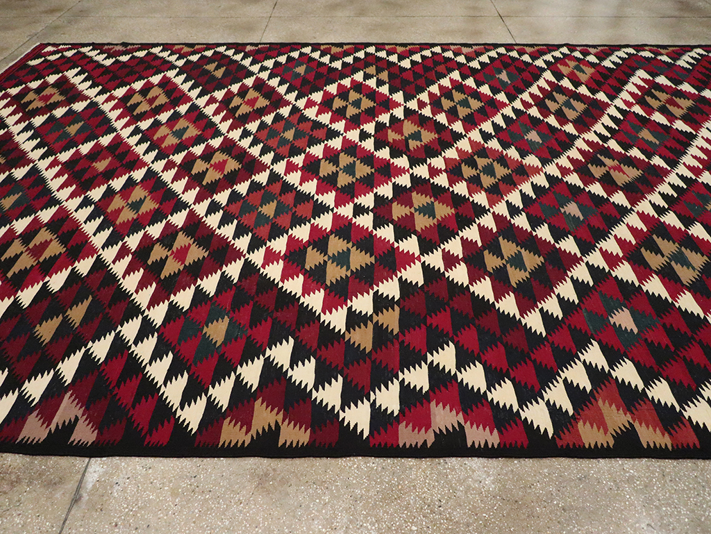 Vintage Turkish Flatweave Kilim Long Room Size Carpet, No.27661 - Gsblank