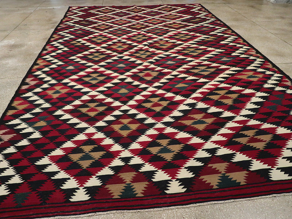 Vintage Turkish Flatweave Kilim Long Room Size Carpet, No.27661 - Gsblank