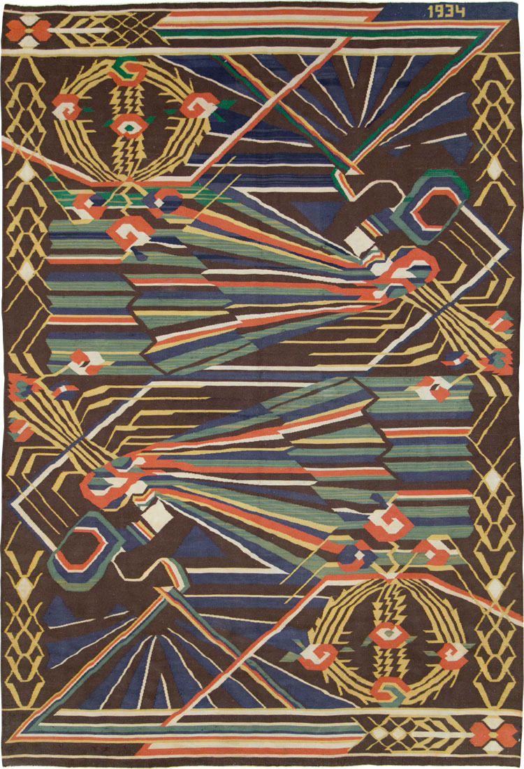 Vintage Romanian Flat-Weave Rug, No.27666 - Gsblank