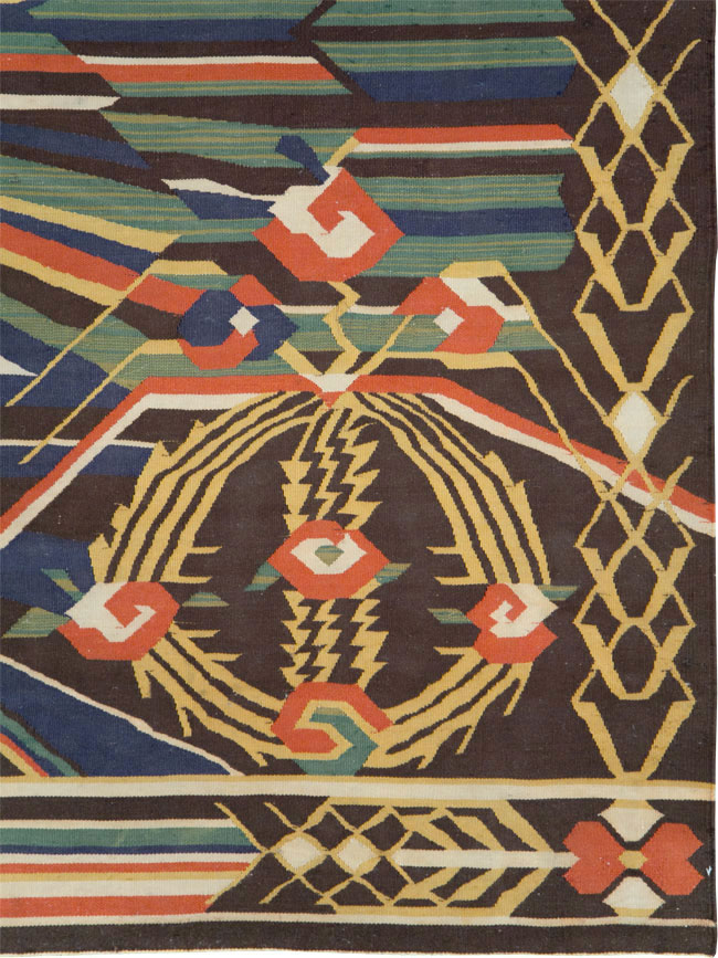 Vintage Romanian Flat-Weave Rug, No.27666 - Gsblank