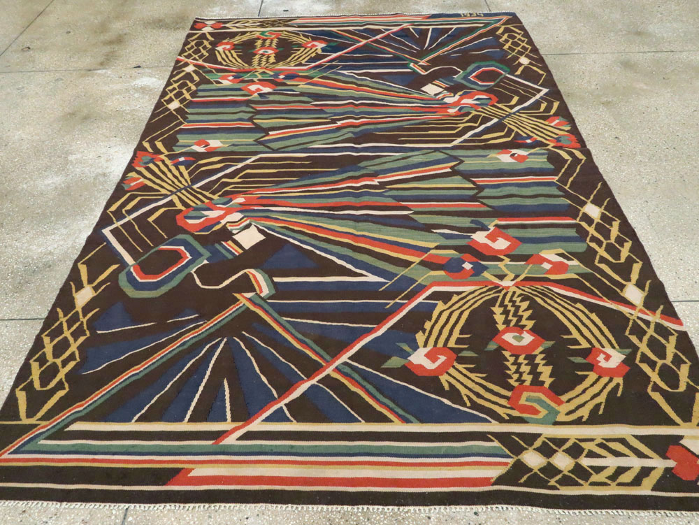 Vintage Romanian Flat-Weave Rug, No.27666 - Gsblank