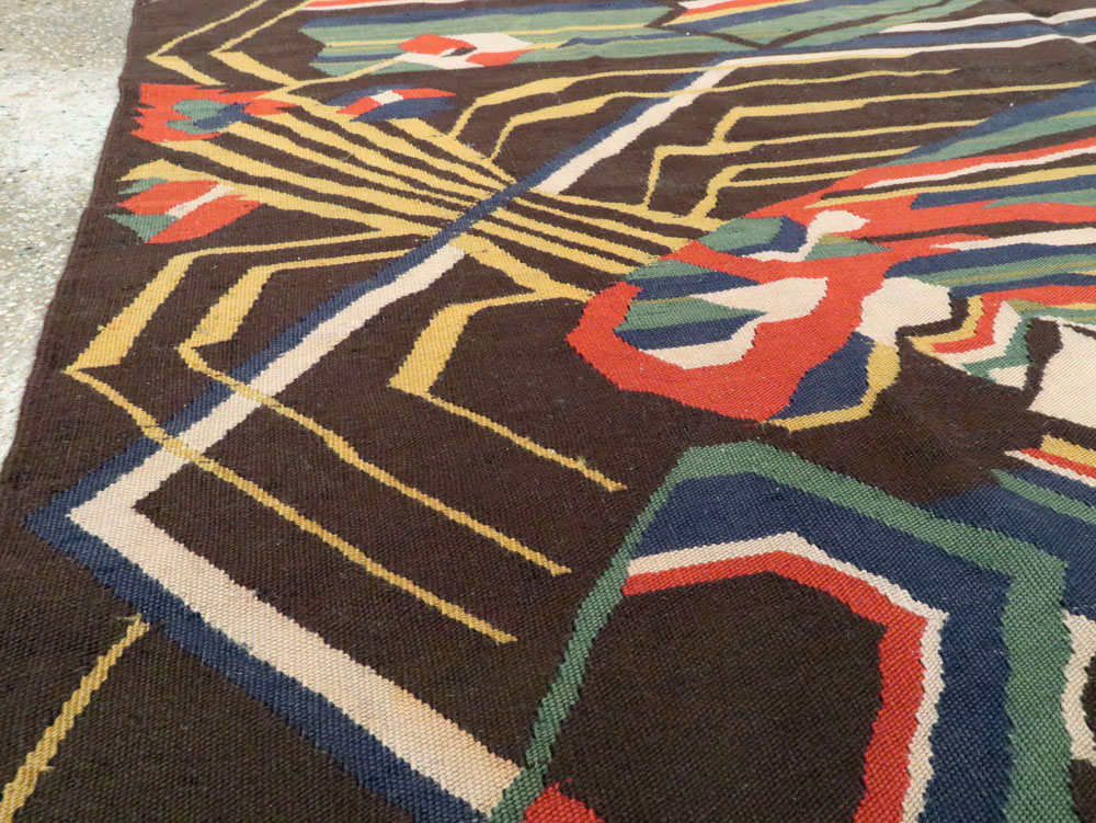 Vintage Romanian Flat-Weave Rug, No.27666 - Gsblank