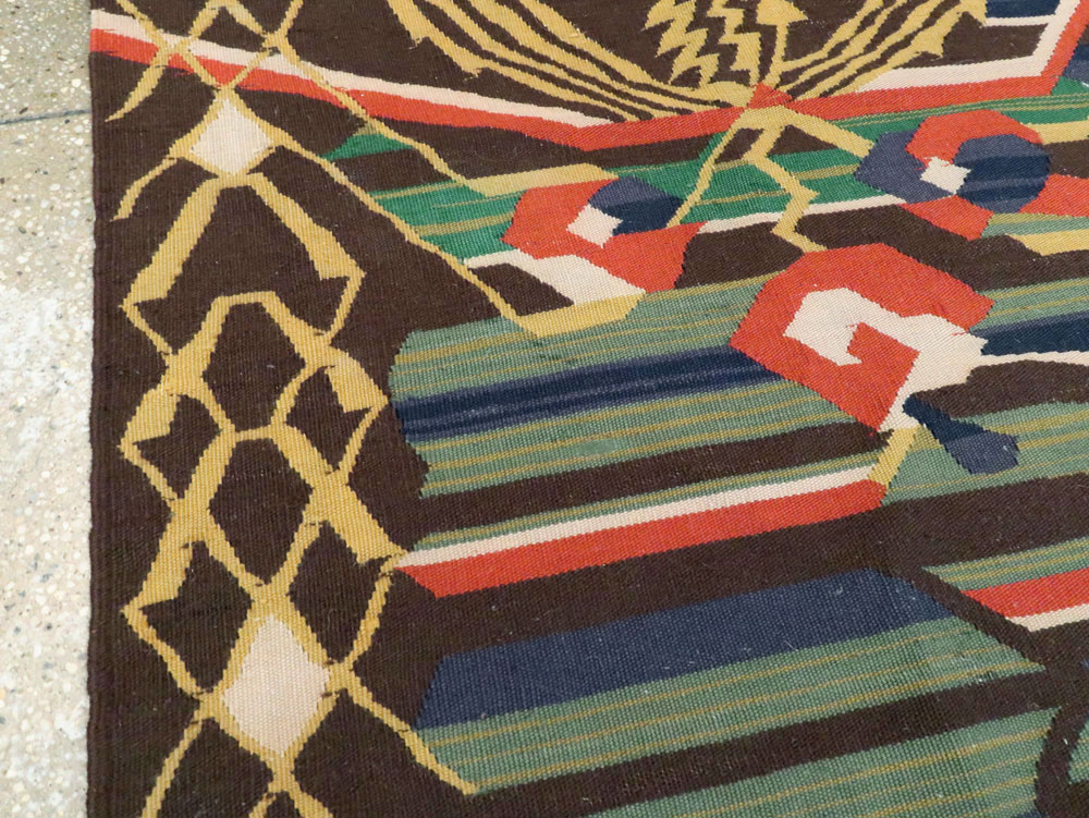 Vintage Romanian Flat-Weave Rug, No.27666 - Gsblank