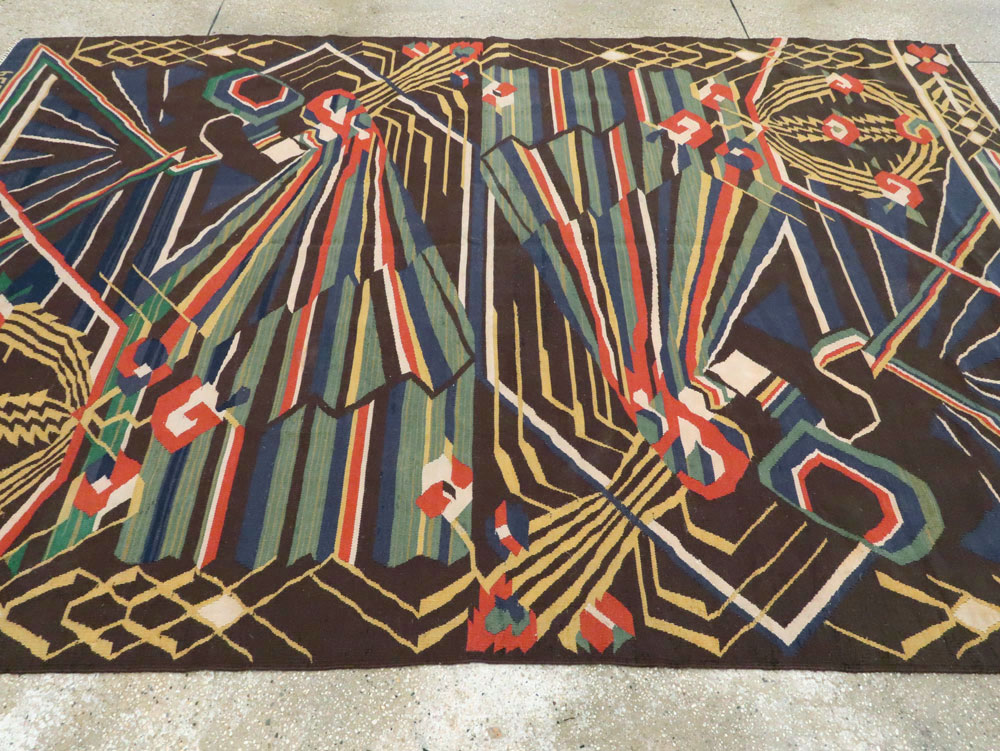 Vintage Romanian Flat-Weave Rug, No.27666 - Gsblank