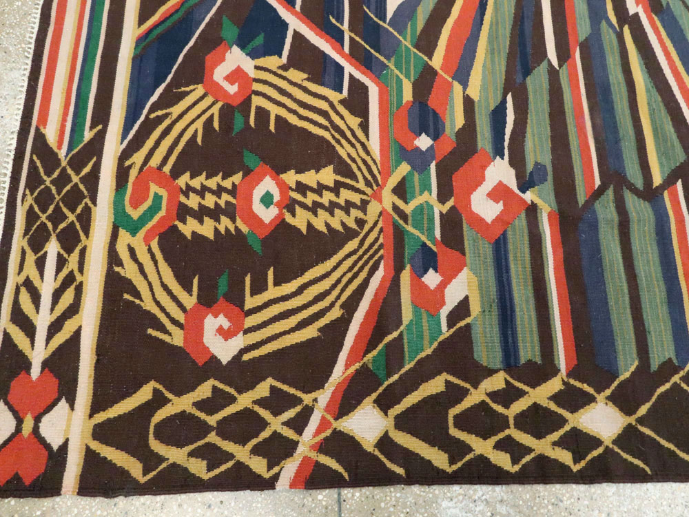 Vintage Romanian Flat-Weave Rug, No.27666 - Gsblank
