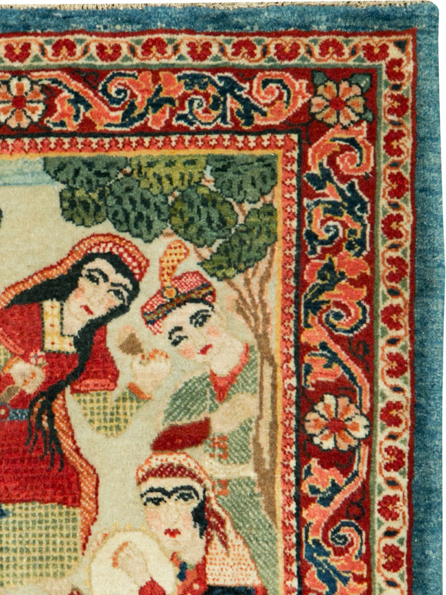 Vintage Persian Pictorial Sarouk, No.27667 - Gsblank