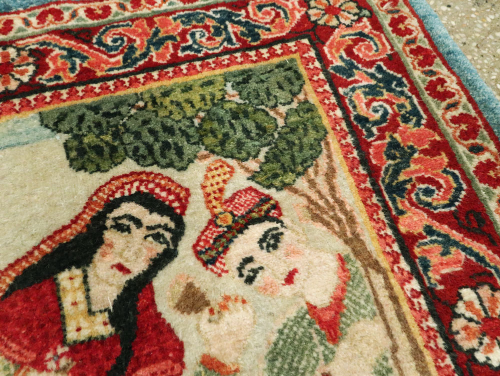 Vintage Persian Pictorial Sarouk, No.27667 - Gsblank