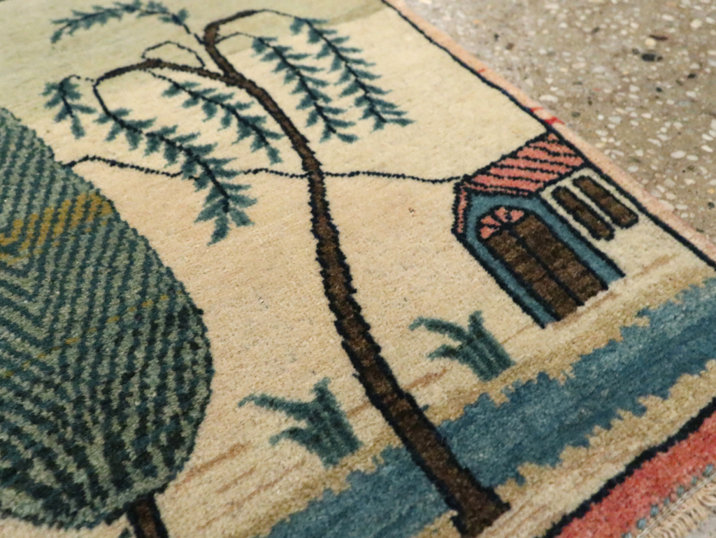 Vintage Persian Kashan Pictorial Rug (Pair: 1 of 2), No.27674 - Gsblank