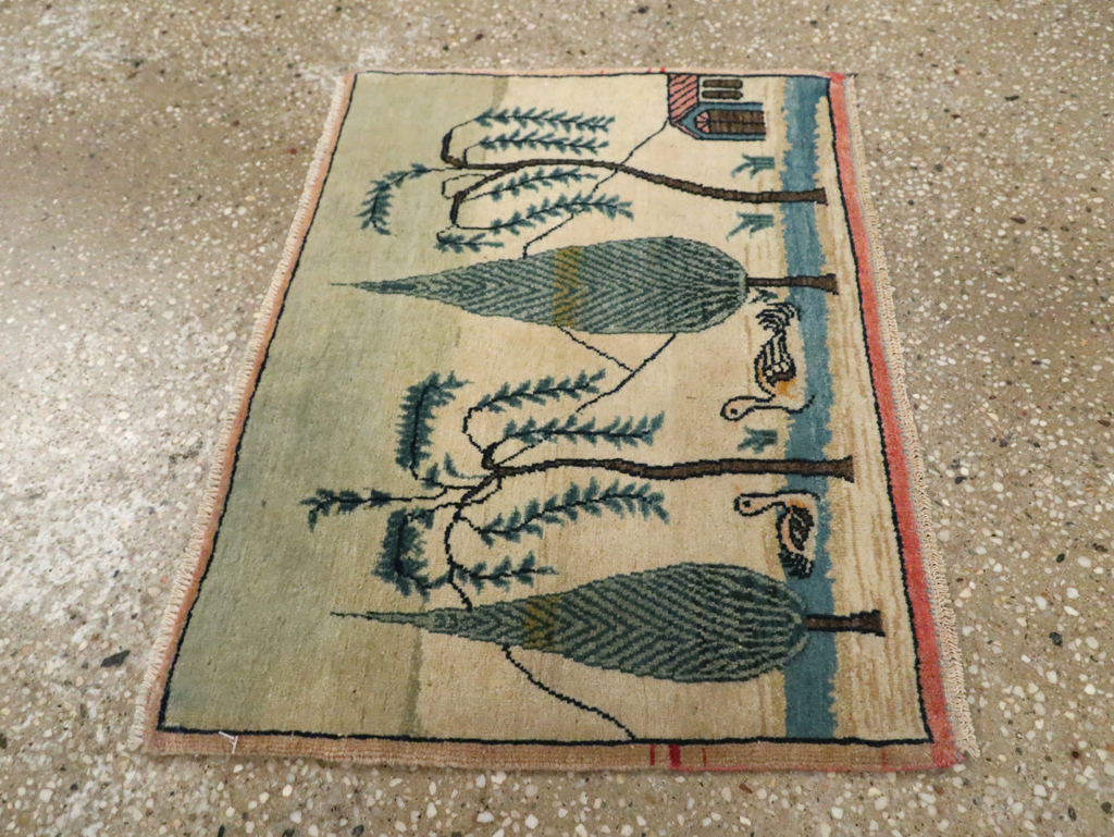 Vintage Persian Kashan Pictorial Rug (Pair: 1 of 2), No.27674 - Gsblank