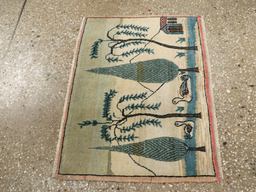 Vintage Persian Kashan Pictorial Rug (Pair: 2 of 2), No.27675 - Gsblank