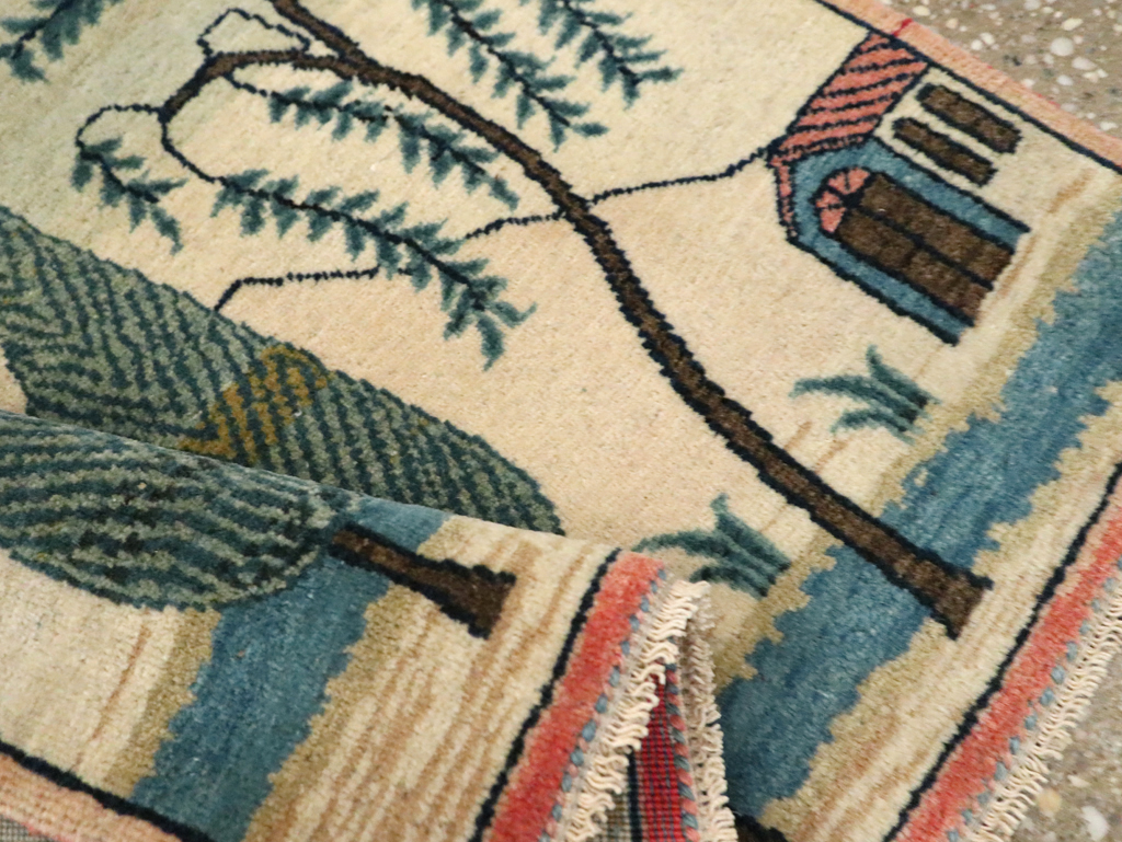 Vintage Persian Kashan Pictorial Rug (Pair: 2 of 2), No.27675 - Gsblank