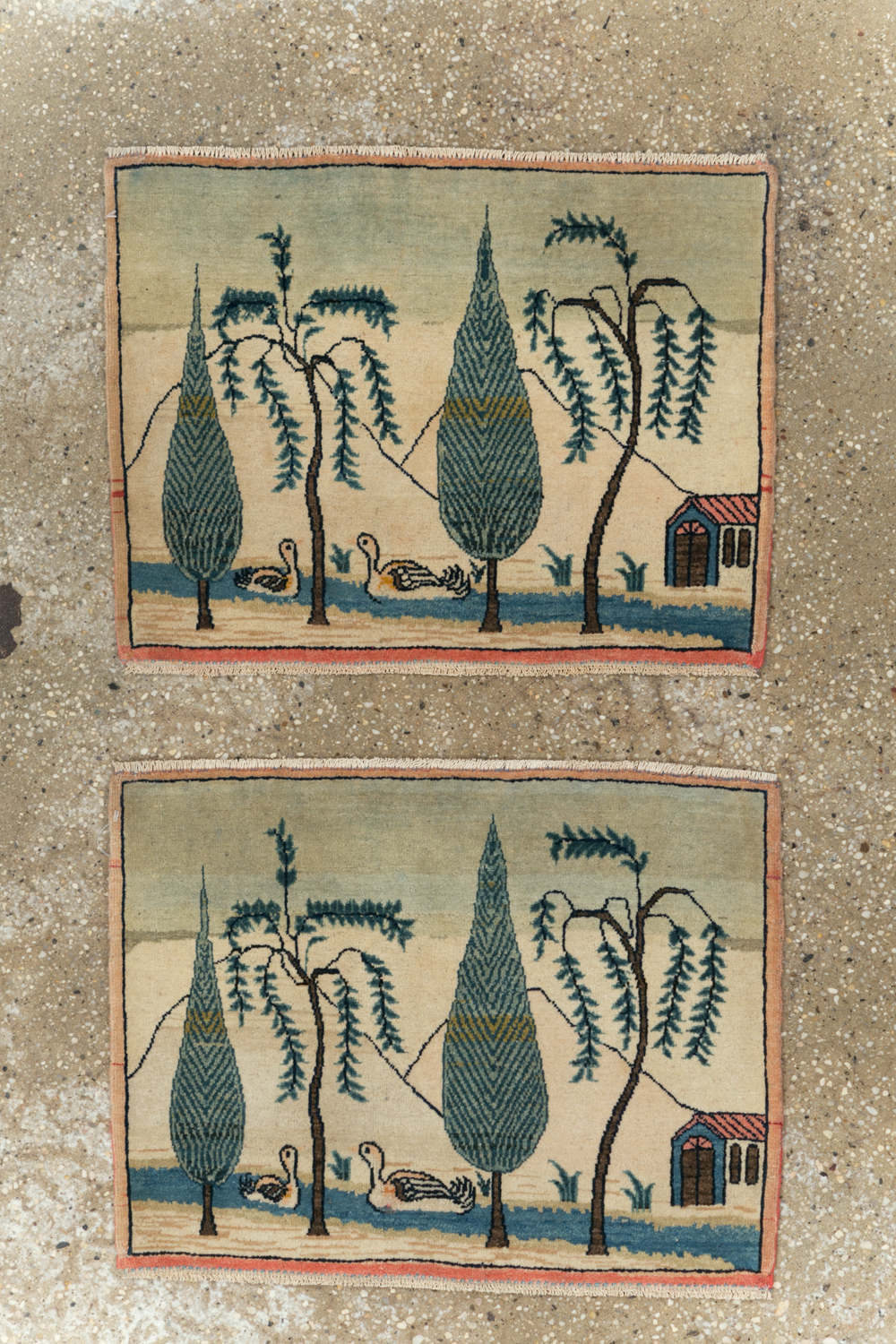 Vintage Persian Kashan Pictorial Rug (Pair: 2 of 2), No.27675 - Gsblank