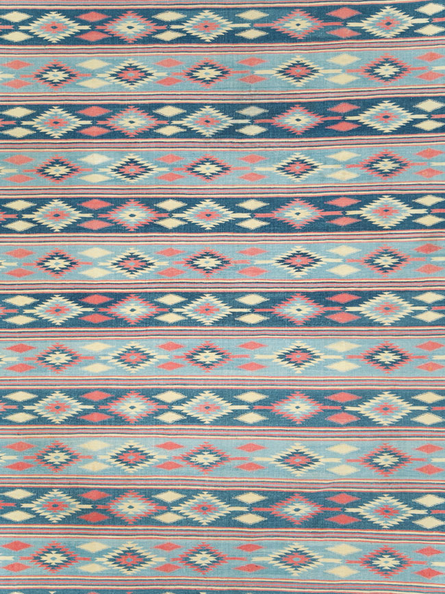 Vintage Indian Flatweave Dhurrie Large Square Carpet, No.27696 - Gsblank