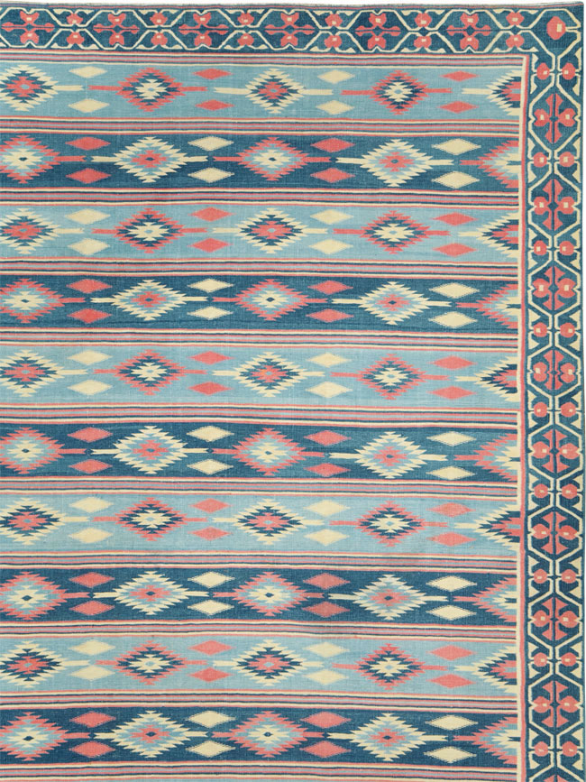 Vintage Indian Flatweave Dhurrie Large Square Carpet, No.27696 - Gsblank