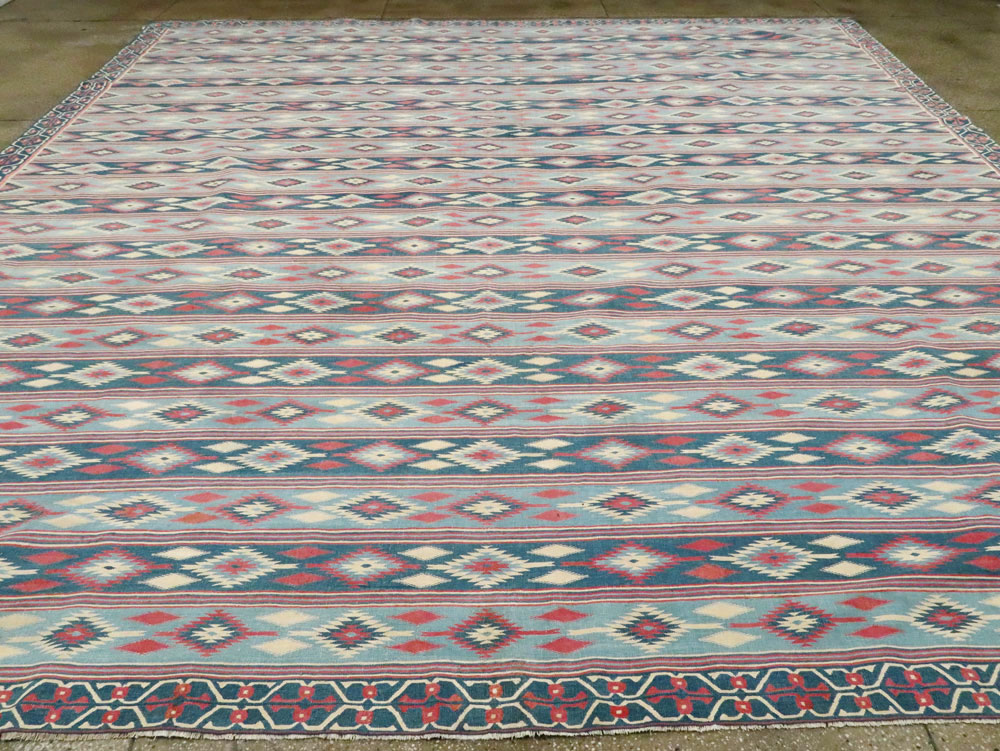 Vintage Indian Flatweave Dhurrie Large Square Carpet, No.27696 - Gsblank