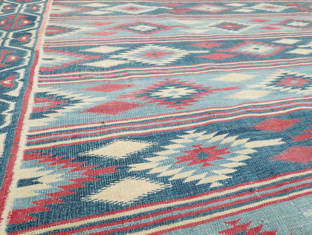 Vintage Indian Flatweave Dhurrie Large Square Carpet, No.27696 - Gsblank