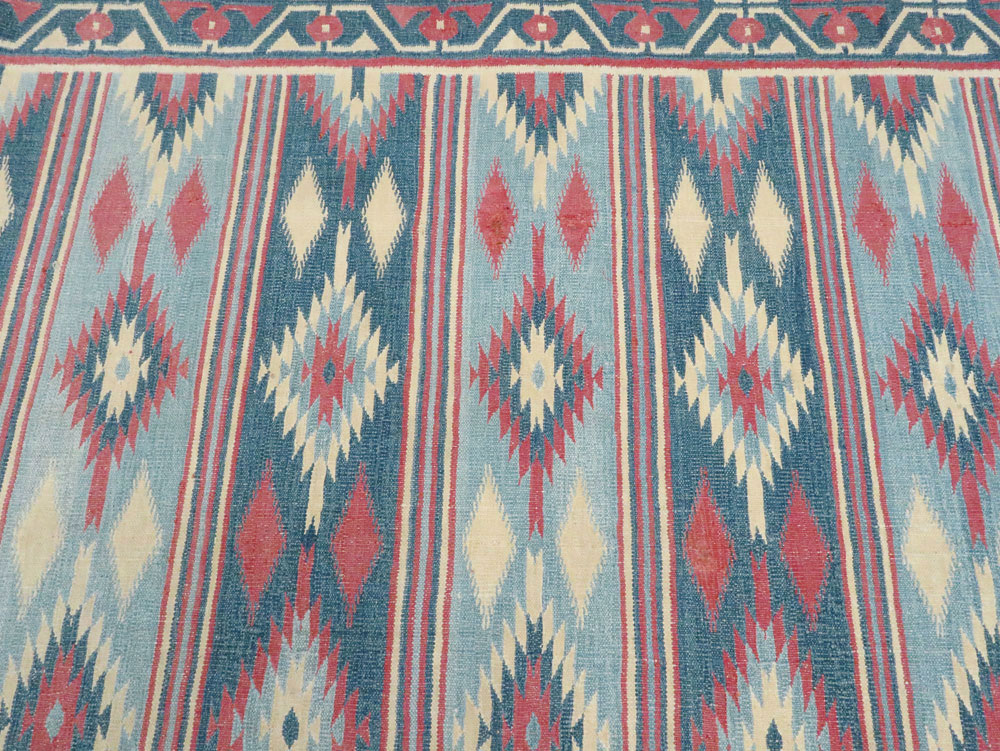 Vintage Indian Flatweave Dhurrie Large Square Carpet, No.27696 - Gsblank