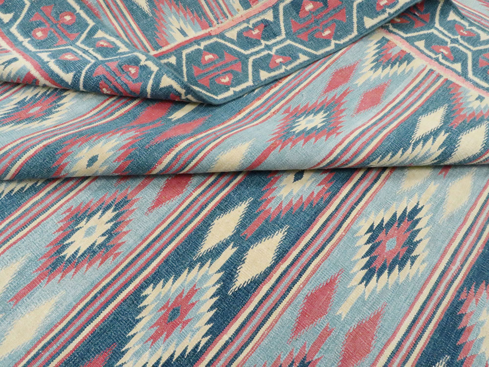 Vintage Indian Flatweave Dhurrie Large Square Carpet, No.27696 - Gsblank