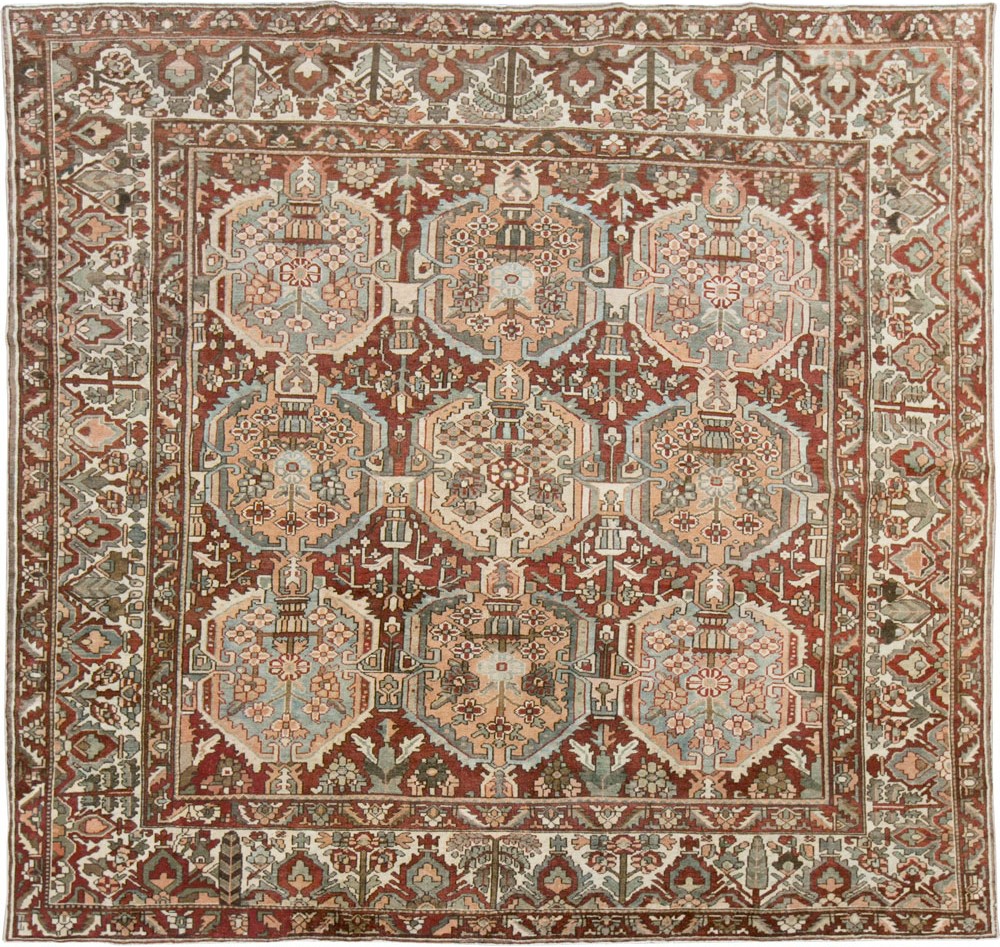 Vintage Persian Bakhtiari Square Room Size Carpet, No.27727 - Gsblank