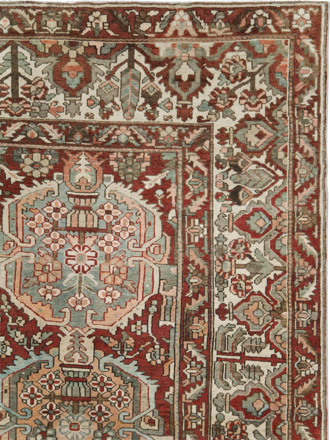 Vintage Persian Bakhtiari Square Room Size Carpet, No.27727 - Gsblank