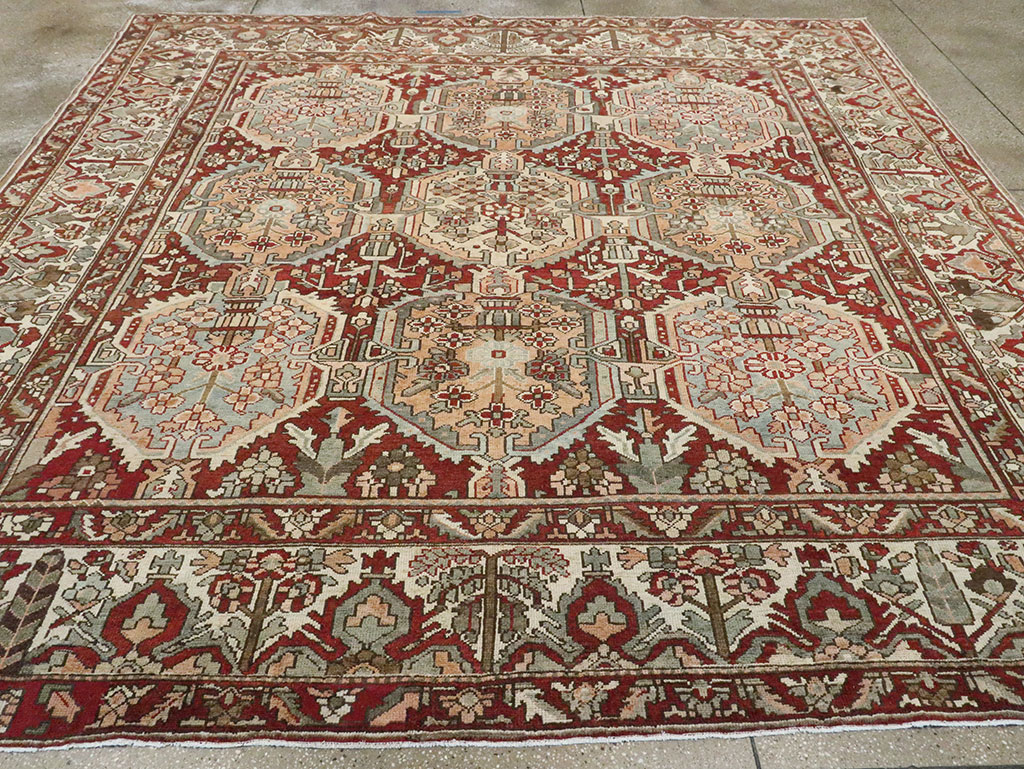 Vintage Persian Bakhtiari Square Room Size Carpet, No.27727 - Gsblank