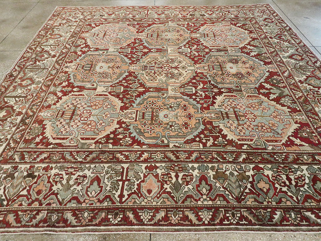 Vintage Persian Bakhtiari Square Room Size Carpet, No.27727 - Gsblank