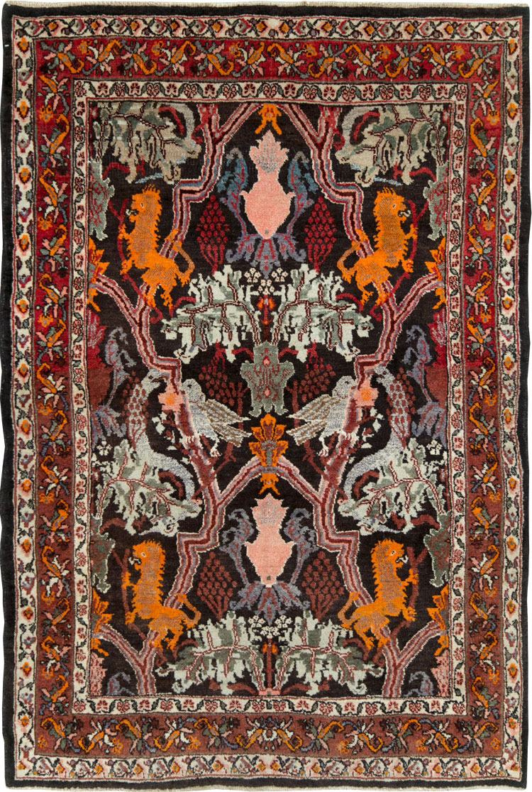 Vintage Persian Bidjar Pictorial Accent Rug, No.27737 - Gsblank
