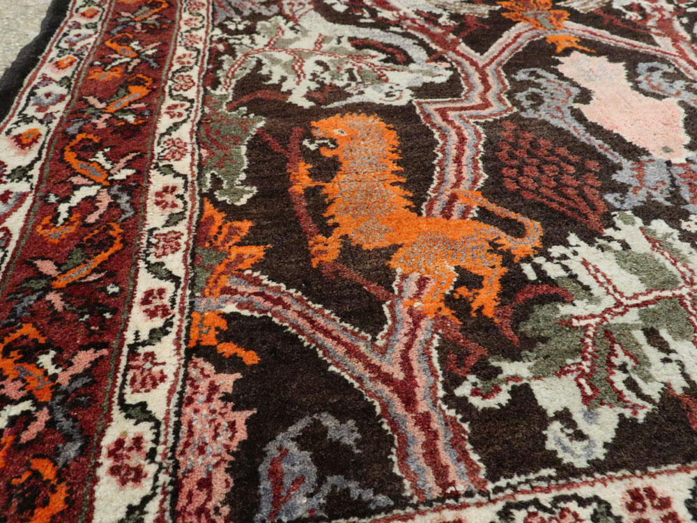 Vintage Persian Bidjar Pictorial Accent Rug, No.27737 - Gsblank