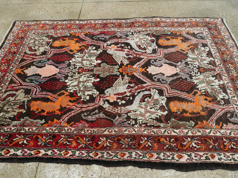Vintage Persian Bidjar Pictorial Accent Rug, No.27737 - Gsblank