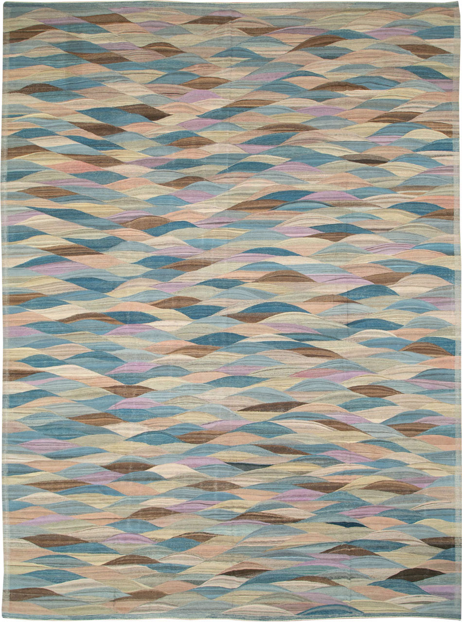Modern Swedish Inspired Turkish Flatweave, No.27766 - Gsblank