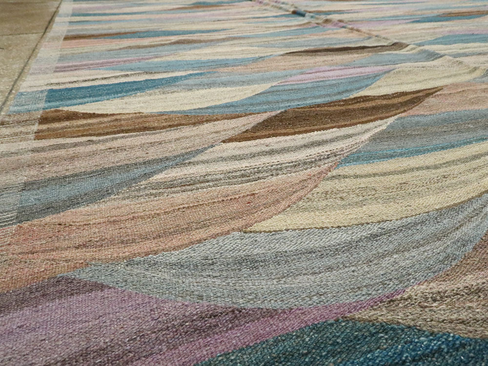Modern Swedish Inspired Turkish Flatweave, No.27766 - Gsblank