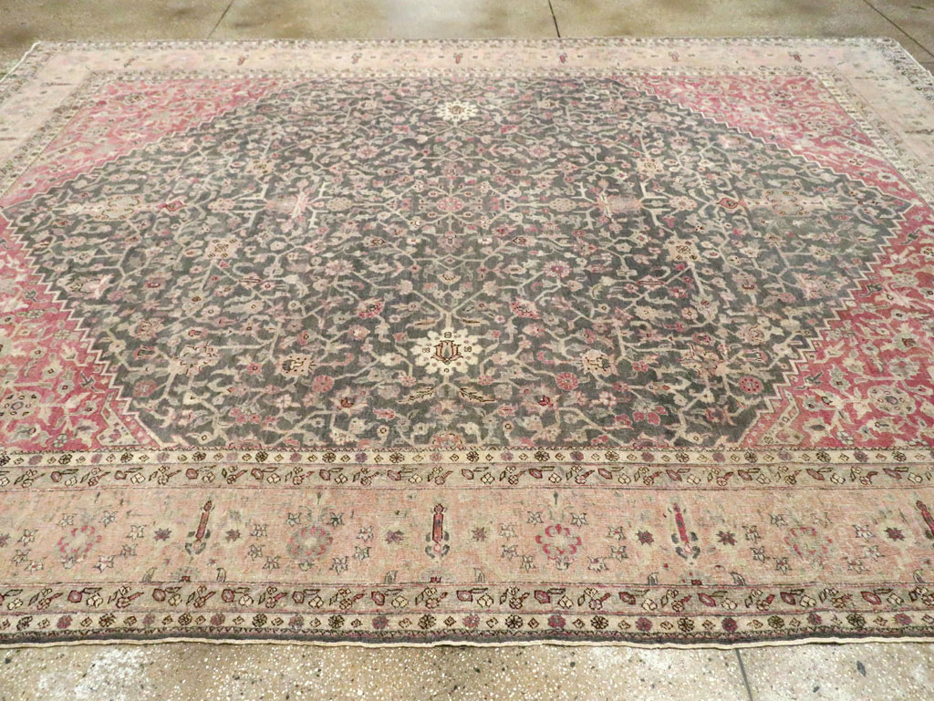 Antique Persian Tabriz Room Size Carpet, No.27774 - Gsblank