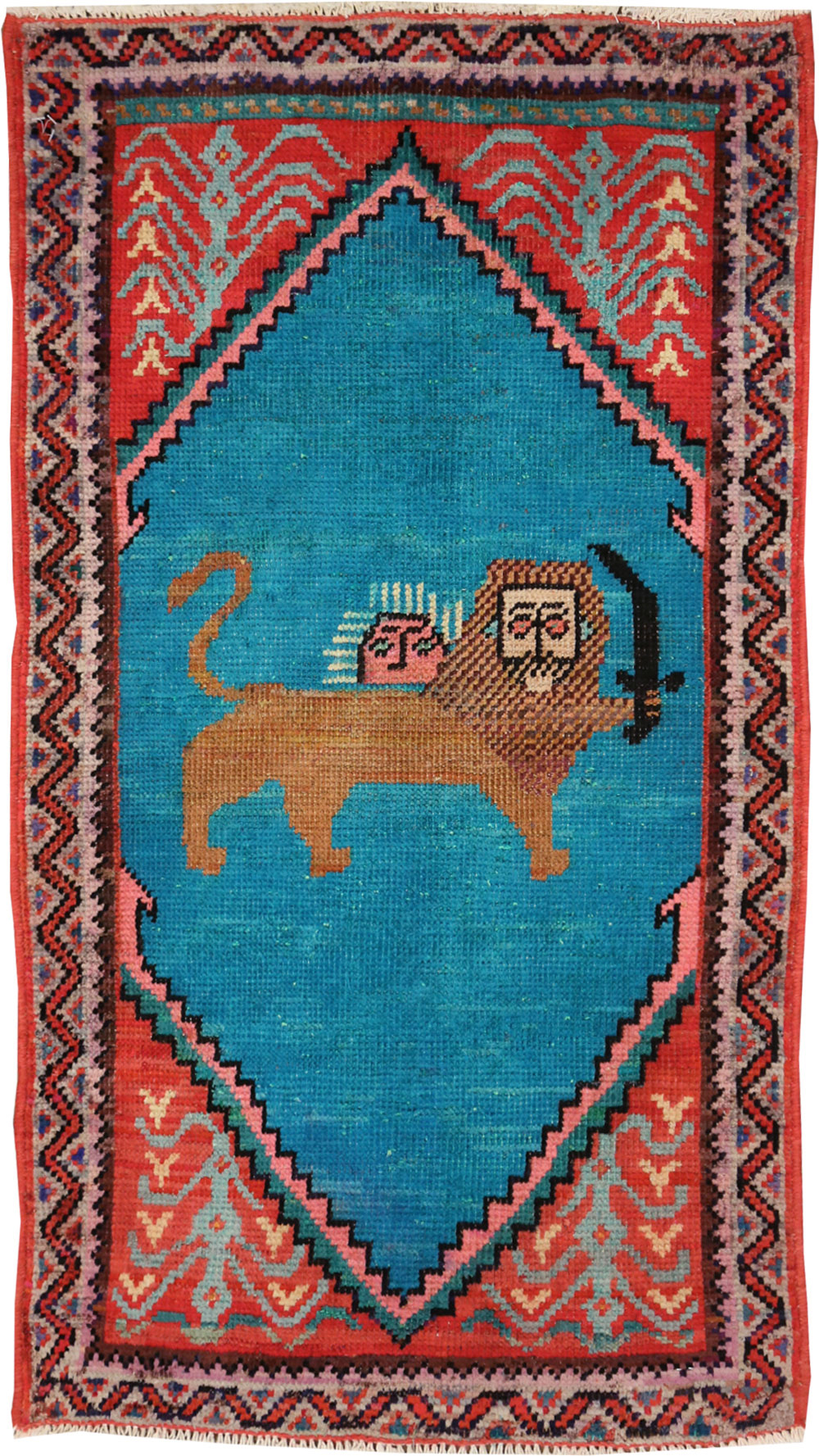 Vintage Pictorial Hamadan Rug, No.27780 - Gsblank