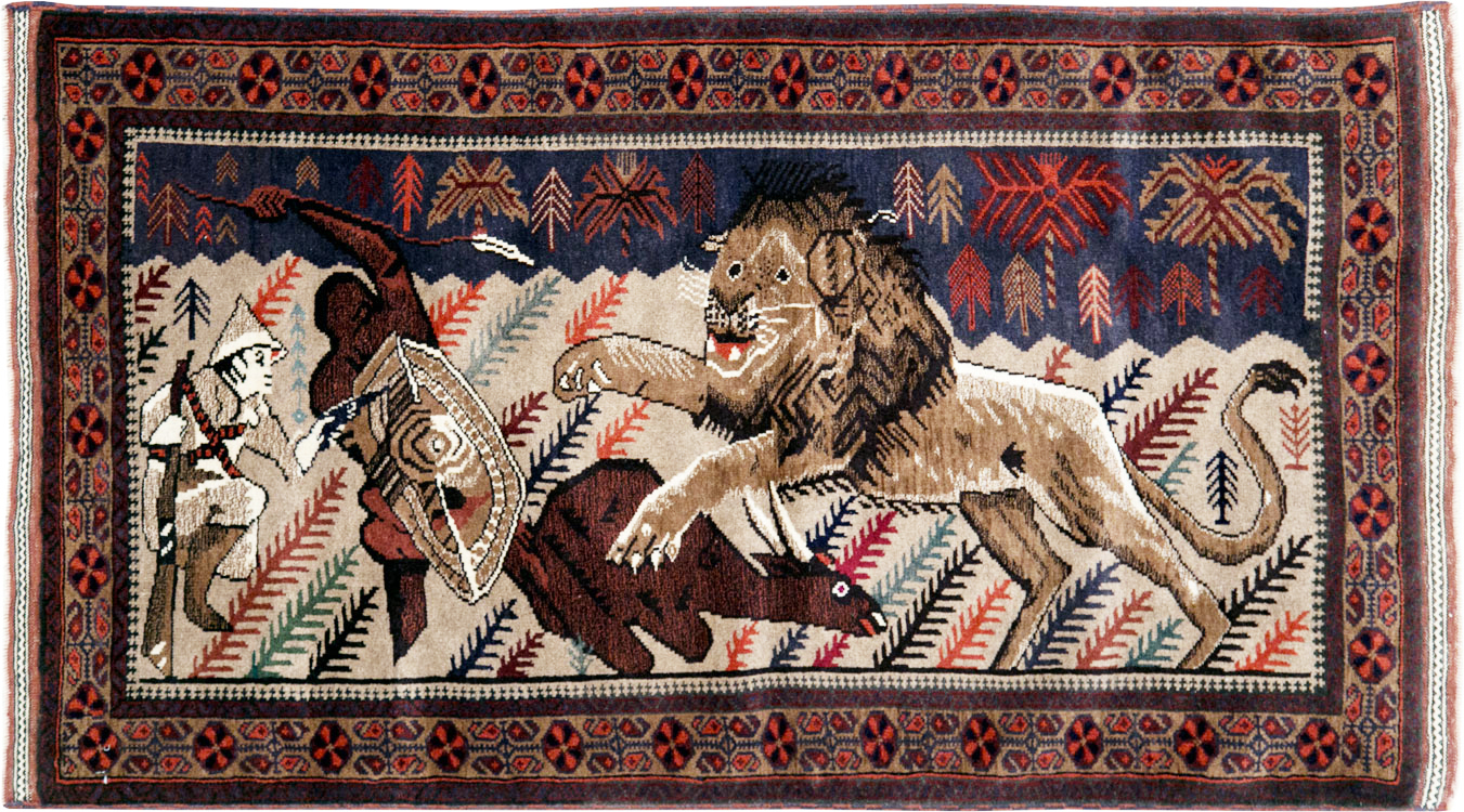 Vintage Persian Baluch Pictorial Rug, No.27781 - Gsblank