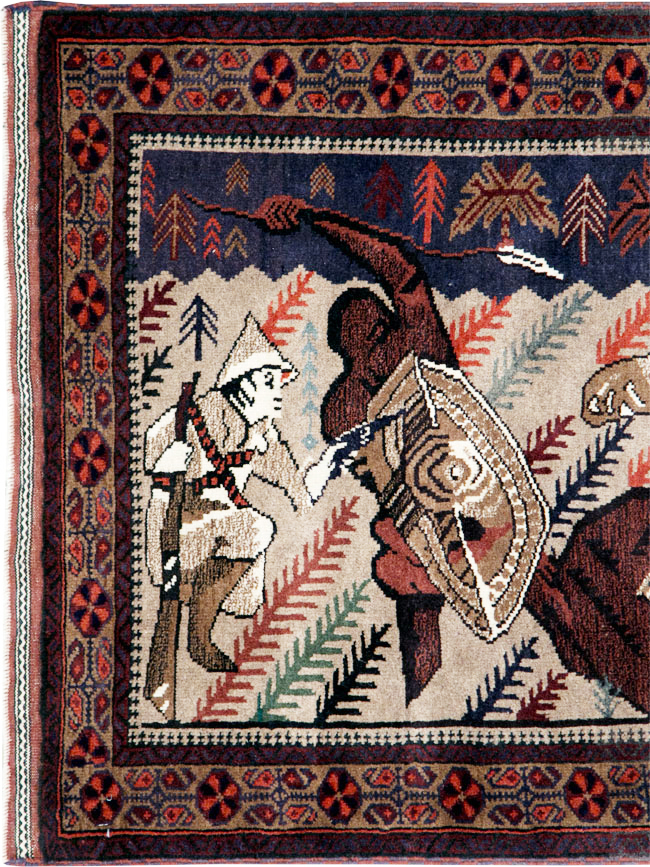 Vintage Persian Baluch Pictorial Rug, No.27781 - Gsblank