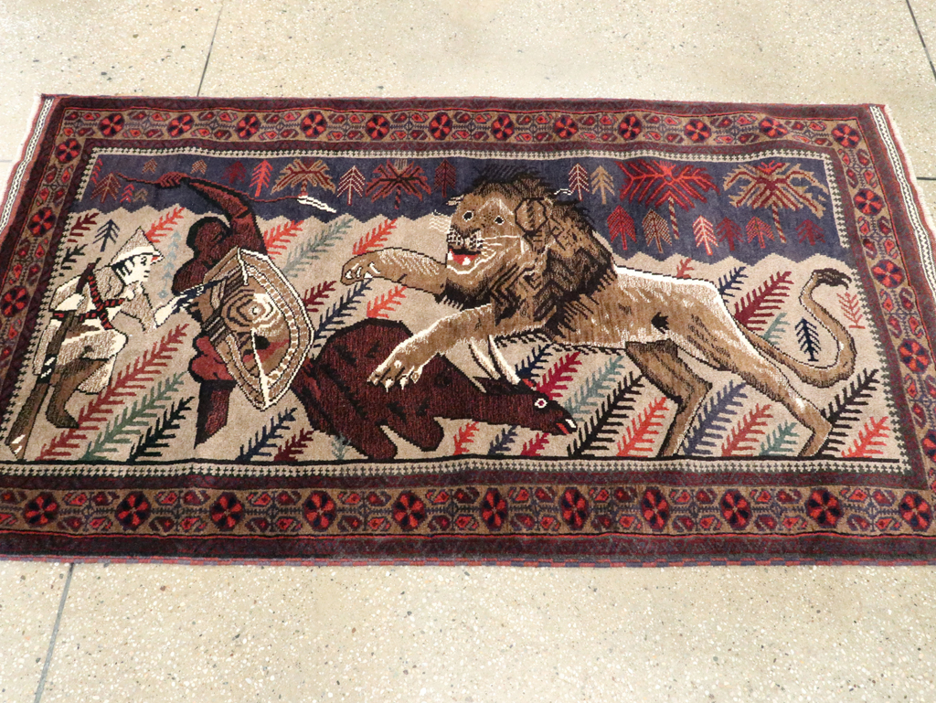 Vintage Persian Baluch Pictorial Rug, No.27781 - Gsblank