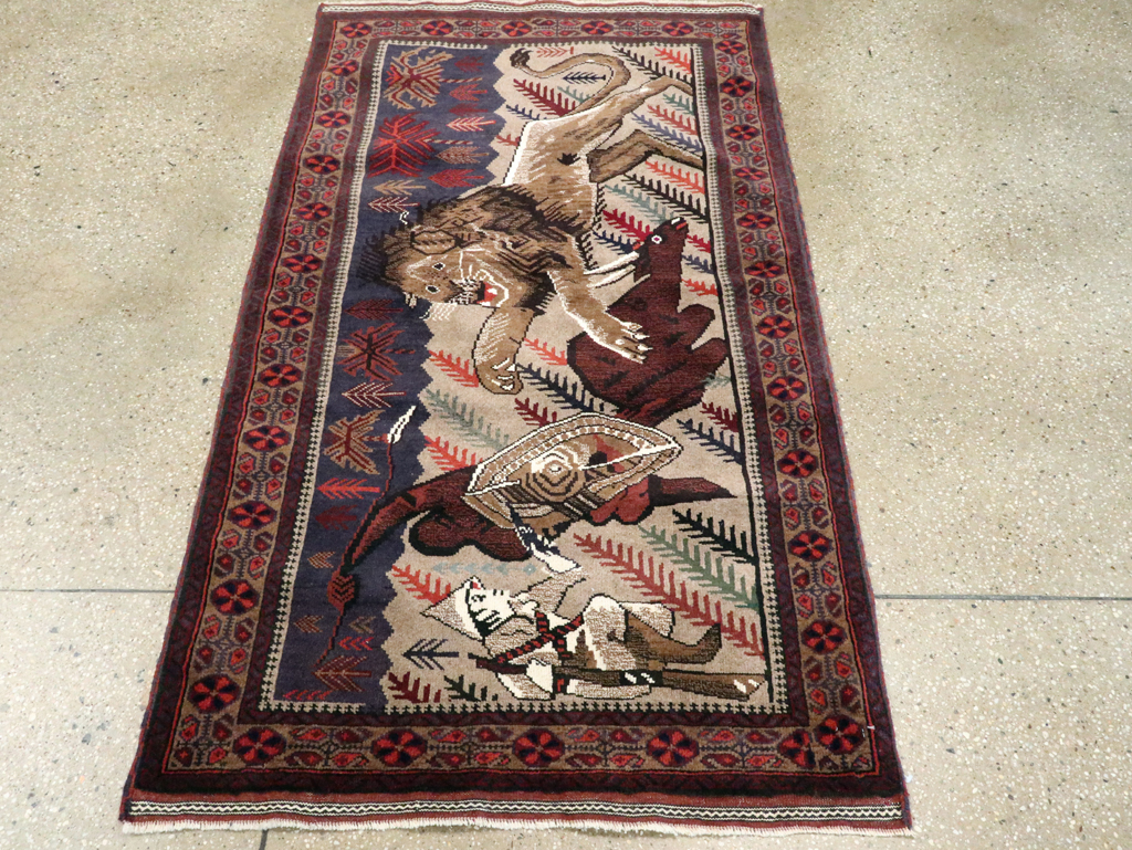 Vintage Persian Baluch Pictorial Rug, No.27781 - Gsblank