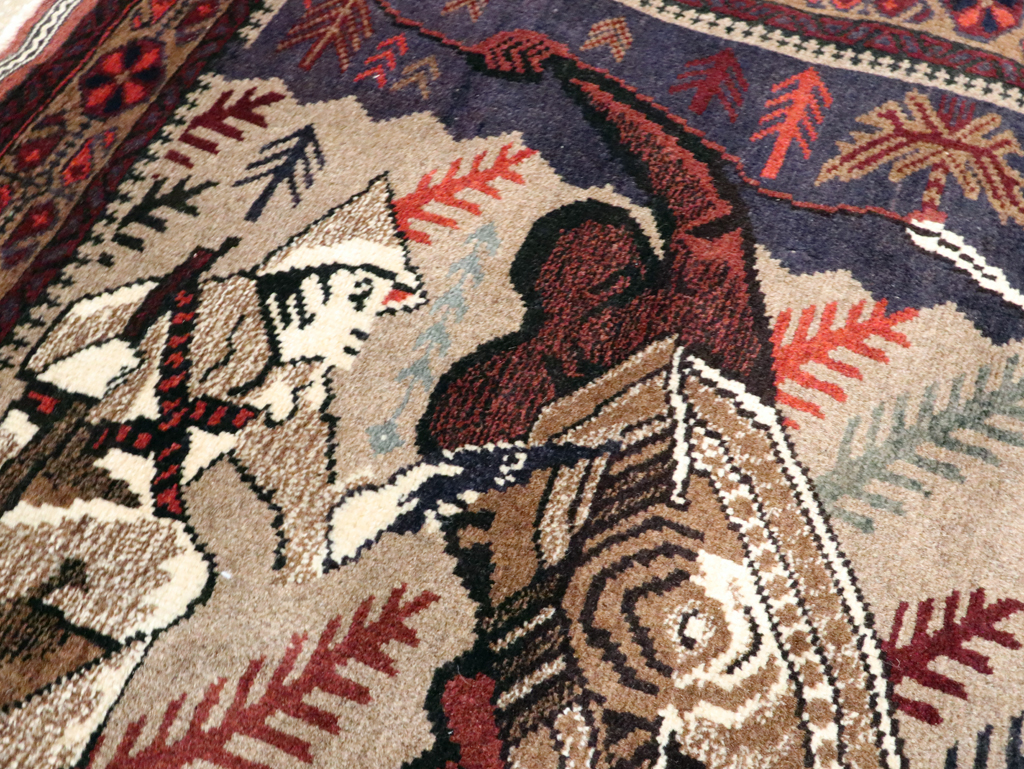 Vintage Persian Baluch Pictorial Rug, No.27781 - Gsblank