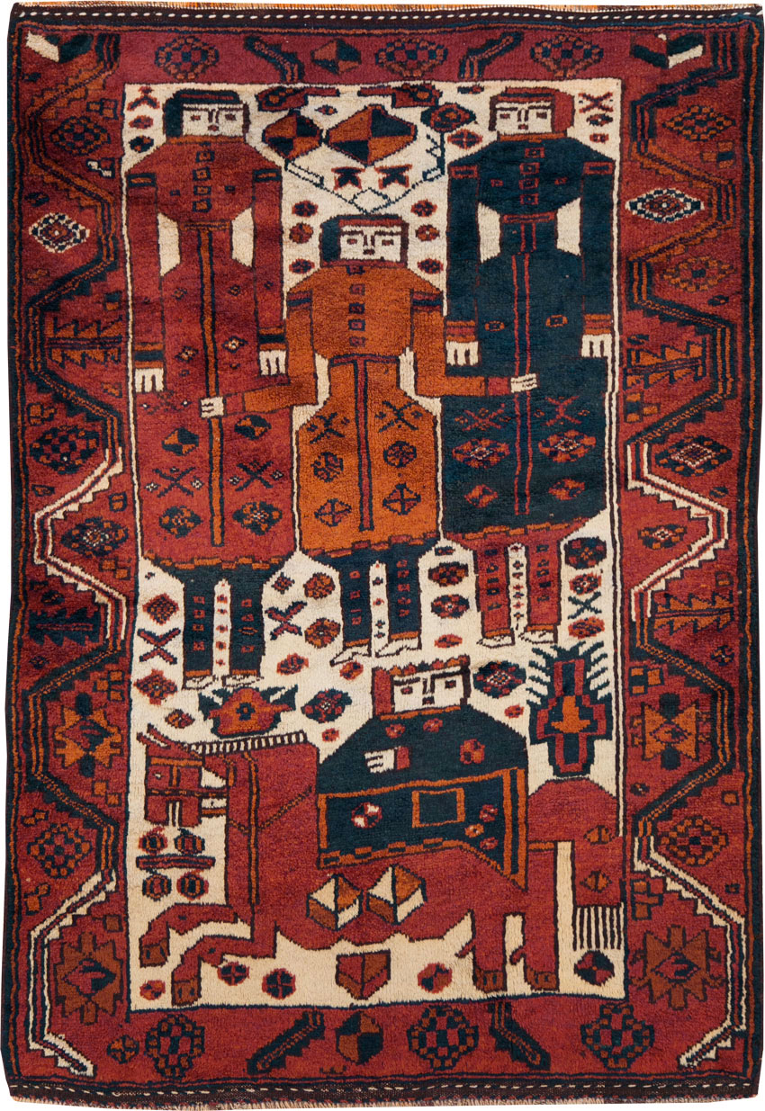 Vintage Persian Pictorial Bakhtiari Rug, No.27782 - Gsblank