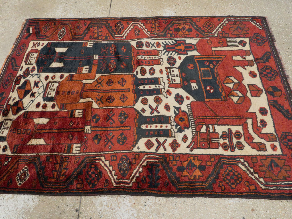 Vintage Persian Pictorial Bakhtiari Rug, No.27782 - Gsblank