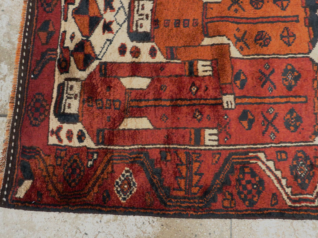 Vintage Persian Pictorial Bakhtiari Rug, No.27782 - Gsblank