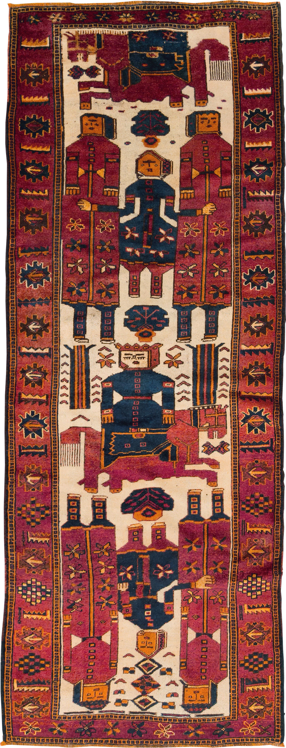 Vintage Persian Pictorial Bakhtiari Rug, No.27783 - Gsblank