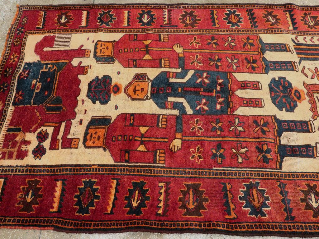 Vintage Persian Pictorial Bakhtiari Rug, No.27783 - Gsblank